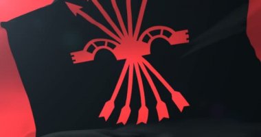 İspanyol parti Falange Espaola de la Jons, Rüzgar tarafından hareketli bayrak döngü