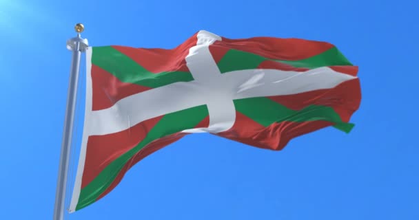 Baszkföld Zászló Kék Égen Mozgó Hurok — Stock videók