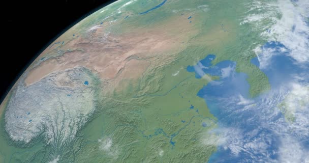 Rivière Yangzi Chine Sur Planète Terre Vue Espace — Video