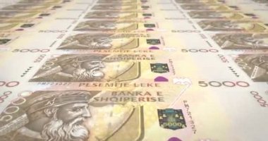 Haddeleme, nakit para, banknot beş bin Arnavutluk lek Albany, döngü