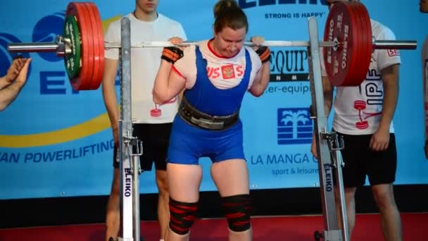 Sollevatore Pesi Competizione Powerlifting Prova Tozza — Video Stock