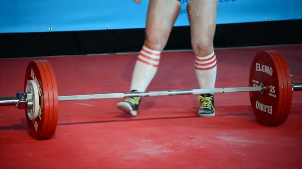 Тяжелоатлет Чемпионате Пауэрлифтингу — стоковое видео