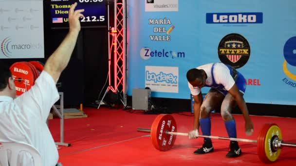 Vzpěrač Silovém Trojboji Mistrovství Provedení Testu Dead Lift — Stock video