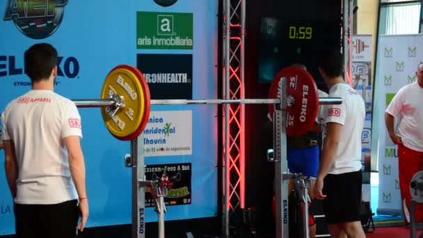 Sollevatore Pesi Uomo Campionato Powerlifting — Video Stock