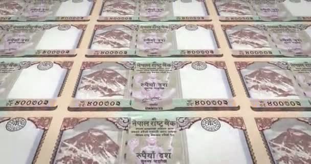Banknoty Dziesięciu Rupia Nepalska Nepalu Pieniądze Pętla — Wideo stockowe