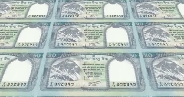 Χαρτονομίσματα Των Πενήντα Ρουπίες Νεπάλ Νεπάλ Μετρητά Χρήματα Βρόχο — Αρχείο Βίντεο