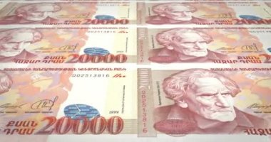 Ermenistan inişli çıkışlı, yirmi bin Ermeni Dram banknotlar nakit para