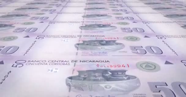 Banknoty Pięćdziesięciu Nikaragui Cordoba Nikaragui Pieniądze Pętla — Wideo stockowe