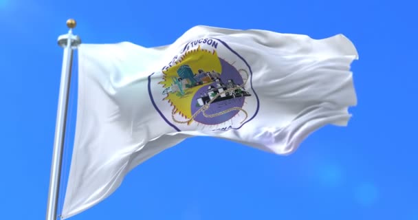 美国城市图森市旗环 — 图库视频影像