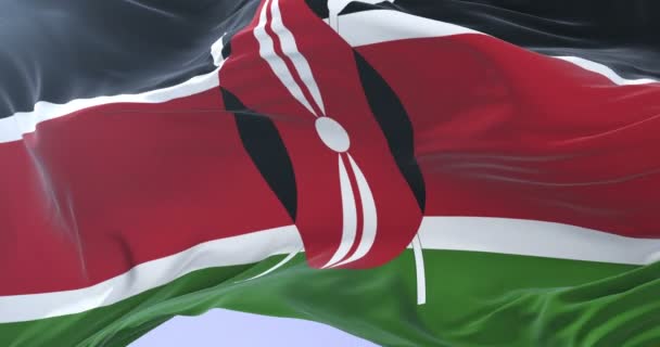 Flagga Kenya Vinkade Vind Långsam Loop — Stockvideo