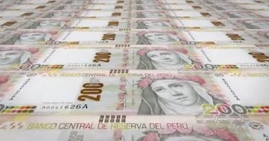 İki yüz Perulu banknotlar tabanını Peru, nakit para, döngü