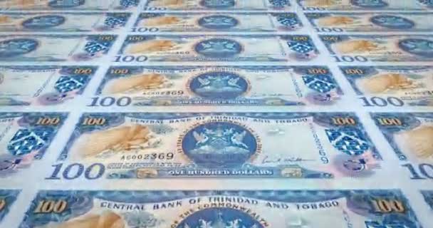 Banknoten Von Hundert Dollar Von Trinidad Und Tobago Bargeld Schleife — Stockvideo