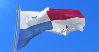 Yavaş, döngü içinde mavi gökyüzü ile Panama sallayarak bayrak Rüzgar