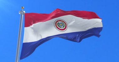 Yavaş, döngü içinde mavi gökyüzü ile Paraguay bayrak sallayarak, Rüzgar