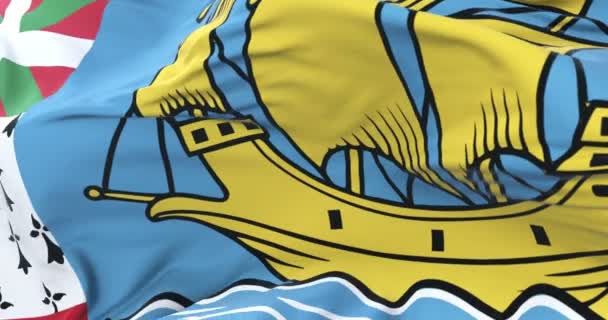 Bandeira São Pedro Miquelon Acenando Vento Loop Lento — Vídeo de Stock