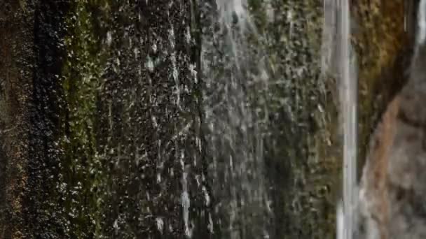Wasserstrom Fällt Einen Felsen Einem Wasserfall — Stockvideo