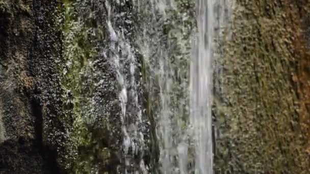 Eau Tombe Dans Une Roche Dans Une Cascade — Video