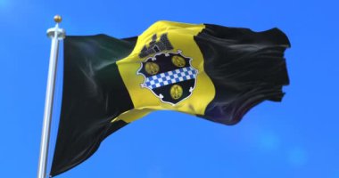 Pittsburgh şehir bayrağı, city, Amerika Birleşik Devletleri veya mavi gökyüzü, rüzgarda sallayarak İngiltere, yavaş - döngü