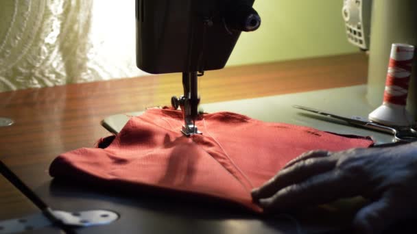 Máquina Costura Tricô Tecido — Vídeo de Stock
