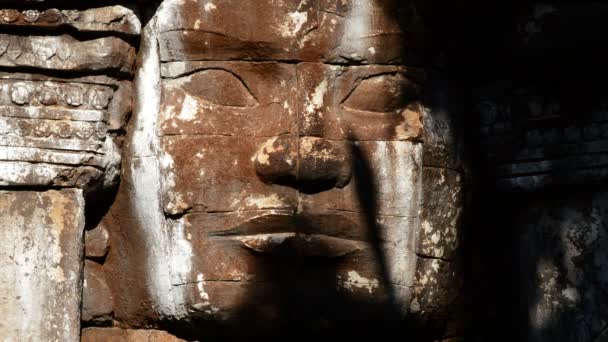 Rostro Dios Diosa Esculpida Piedra Templo Hindú Budista — Vídeos de Stock