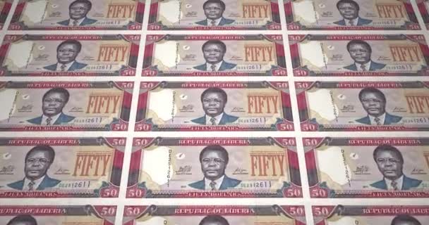 Pętli Banknotów Dolara Pięćdziesiąt Liberyjczyków Liberii Toczenia Pieniądze — Wideo stockowe