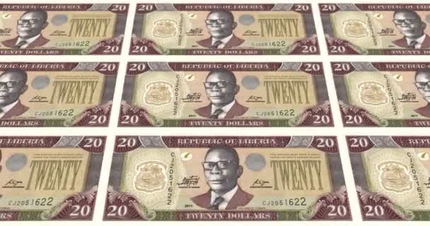 Billetes Veinte Liberianos Dólares Liberia Rodando Dinero Efectivo Bucle — Vídeos de Stock