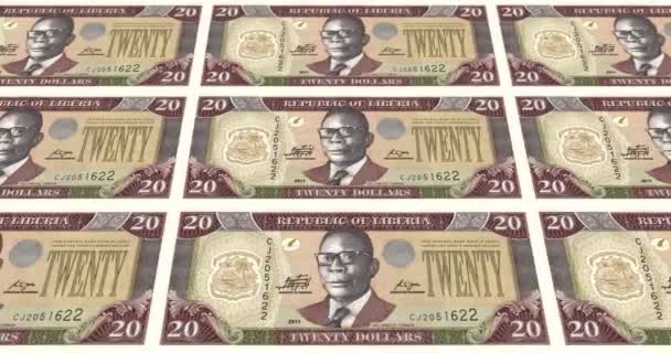 Banknoten von Zwanzig-Dollar-Liberianern aus Liberia rollen, Bargeld, Schleife