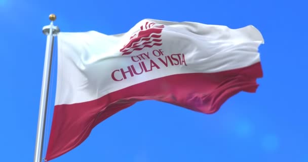 Vlag Van Chula Vista Stad Stad Van Californië Verenigde Staten — Stockvideo