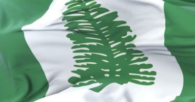 Norfolk Adası, rüzgarda yavaş mavi gökyüzünde sallayarak bayrak, döngü