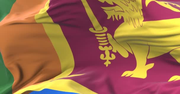 Sri Lanka Bandiera Sventola Vento Lento Nel Cielo Blu Loop — Video Stock