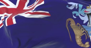 Tristan da Cunha yavaş mavi gökyüzü ile rüzgarda sallayarak, bayrak, döngü
