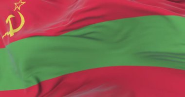 Transdinyester Cumhuriyeti bayrak sallayarak rüzgarda, yavaş mavi gökyüzü ile döngü