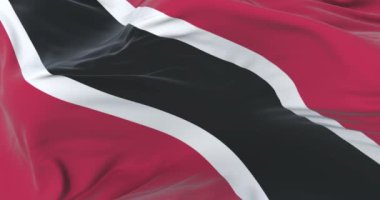 Trinidad ve Tobago, rüzgarda yavaş mavi gökyüzü ile sallayarak, bayrak, döngü