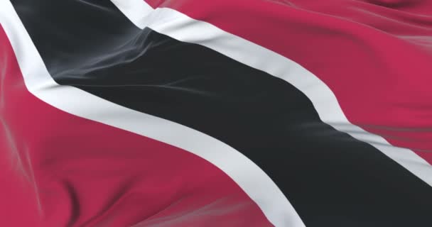 Bandera Trinidad Tobago Ondeando Viento Lentamente Con Cielo Azul Lazo — Vídeo de stock