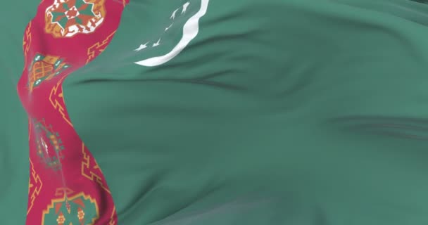 Turkmenistan Flagga Vajande Vinden Långsamt Med Blå Himmel Slinga — Stockvideo
