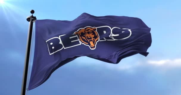 Σημαία Του Chicago Bears Αμερικανικό Ποδόσφαιρο Ομάδα Του Nfl Εθνικό — Αρχείο Βίντεο