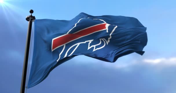 Buffalo Bills Σημαία Αμερικανικό Ποδόσφαιρο Ομάδα Του Nfl Εθνικό Πρωτάθλημα — Αρχείο Βίντεο