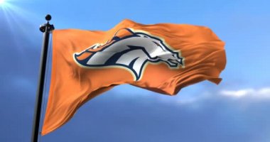 Denver Broncos bayrak, Ulusal Futbol Ligi Nfl Amerikan futbolu takımı sallayarak - döngü