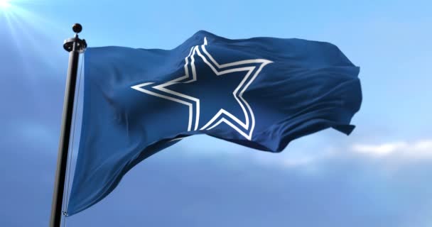 Dallas Cowboys Σημαία Αμερικανικό Ποδόσφαιρο Ομάδα Του Nfl Εθνικό Πρωτάθλημα — Αρχείο Βίντεο