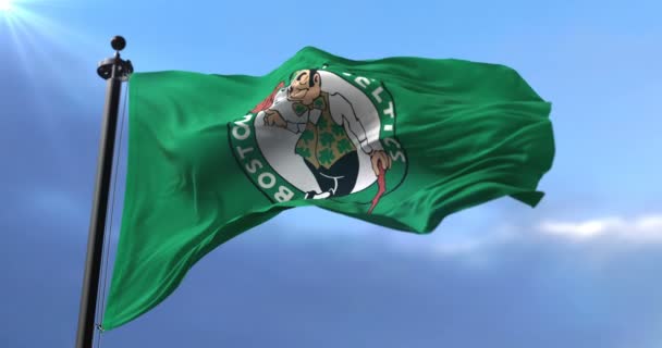 Flaga Boston Celtics Zespół Futbolu Amerykańskiego National Football Ligi Nfl — Wideo stockowe