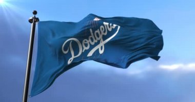 Rüzgarda sallayarak Amerikan profesyonel beysbol takımı, Los Angeles Dodgers takımının bayrak - döngü