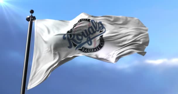 Флаг Команды Kansas City Royals Американской Профессиональной Бейсбольной Команды Машущей — стоковое видео