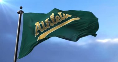 Oakland atletizm, Amerikan profesyonel beysbol takımı, bayrağı sallayarak - döngü