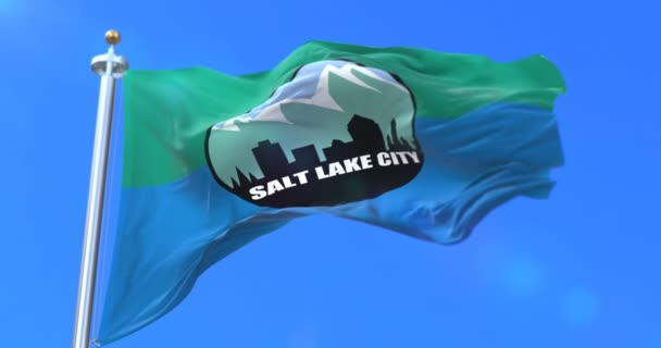 Salt Lake City City Amerika Birleşik Devletleri Utah Şehir Bayrağı — Stok video