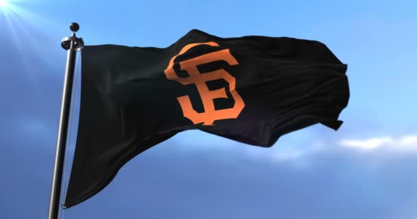 Bandera San Francisco Giants Equipo Béisbol Profesional Americano Ondeando Loop — Vídeo de stock