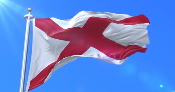 Flagge des Bundesstaates Alabama, südöstliche Region der Vereinigten Staaten, im Wind winkend - Schleife