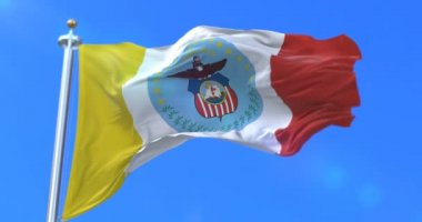 Columbus şehir bayrağı, city, Amerika Birleşik Devletleri veya mavi gökyüzü, rüzgarda sallayarak İngiltere, yavaş - döngü