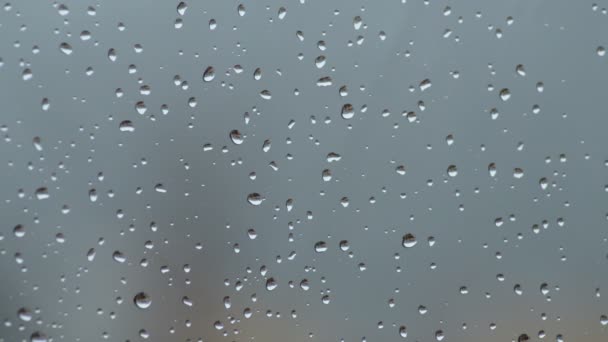 Dešťové Kapky Skle Okna Tak Aby Pršelo Den — Stock video