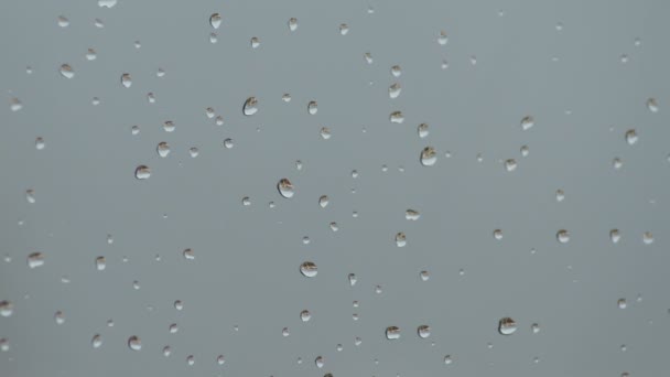 Gocce Pioggia Nel Vetro Una Finestra Scorrevole Giorno Pioggia — Video Stock