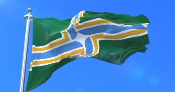 Vlag Van Stad Van Portland Stad Van Verenigde Staten Van — Stockvideo